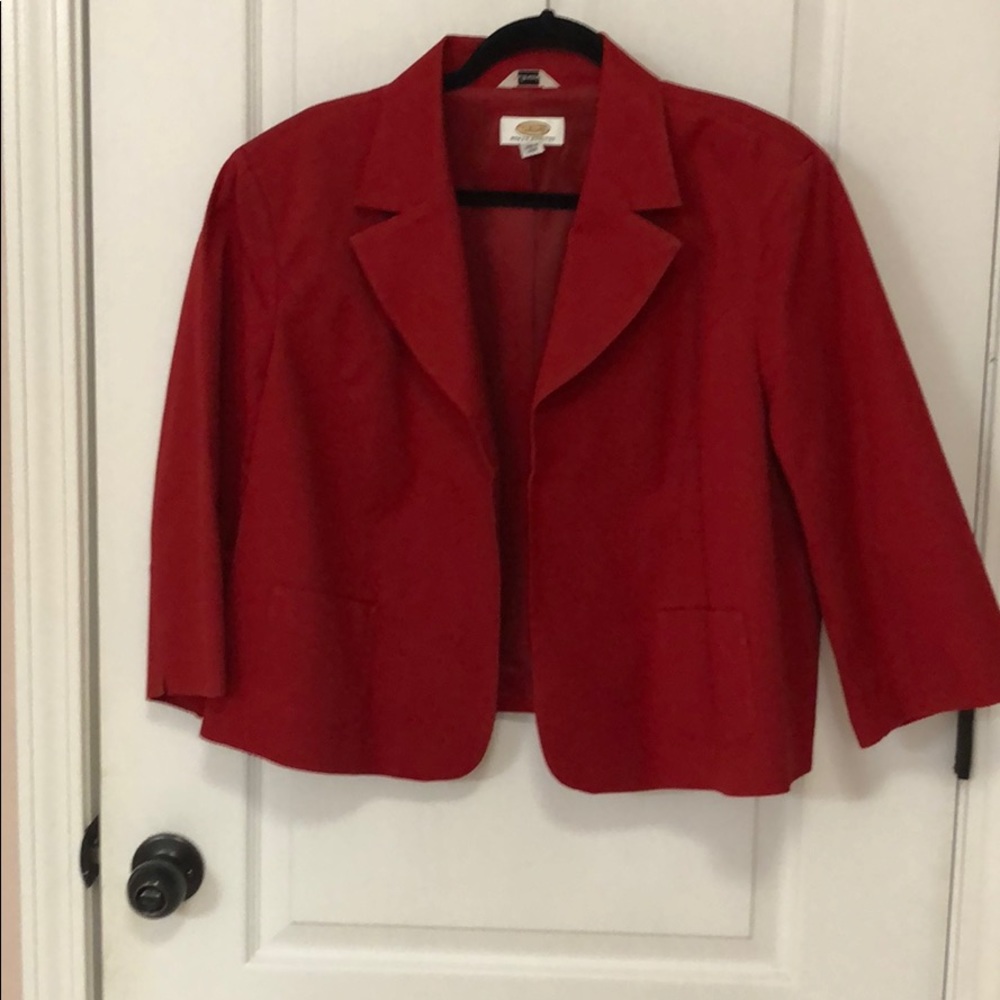 Cropped red Talbots 18wp blazer jacket